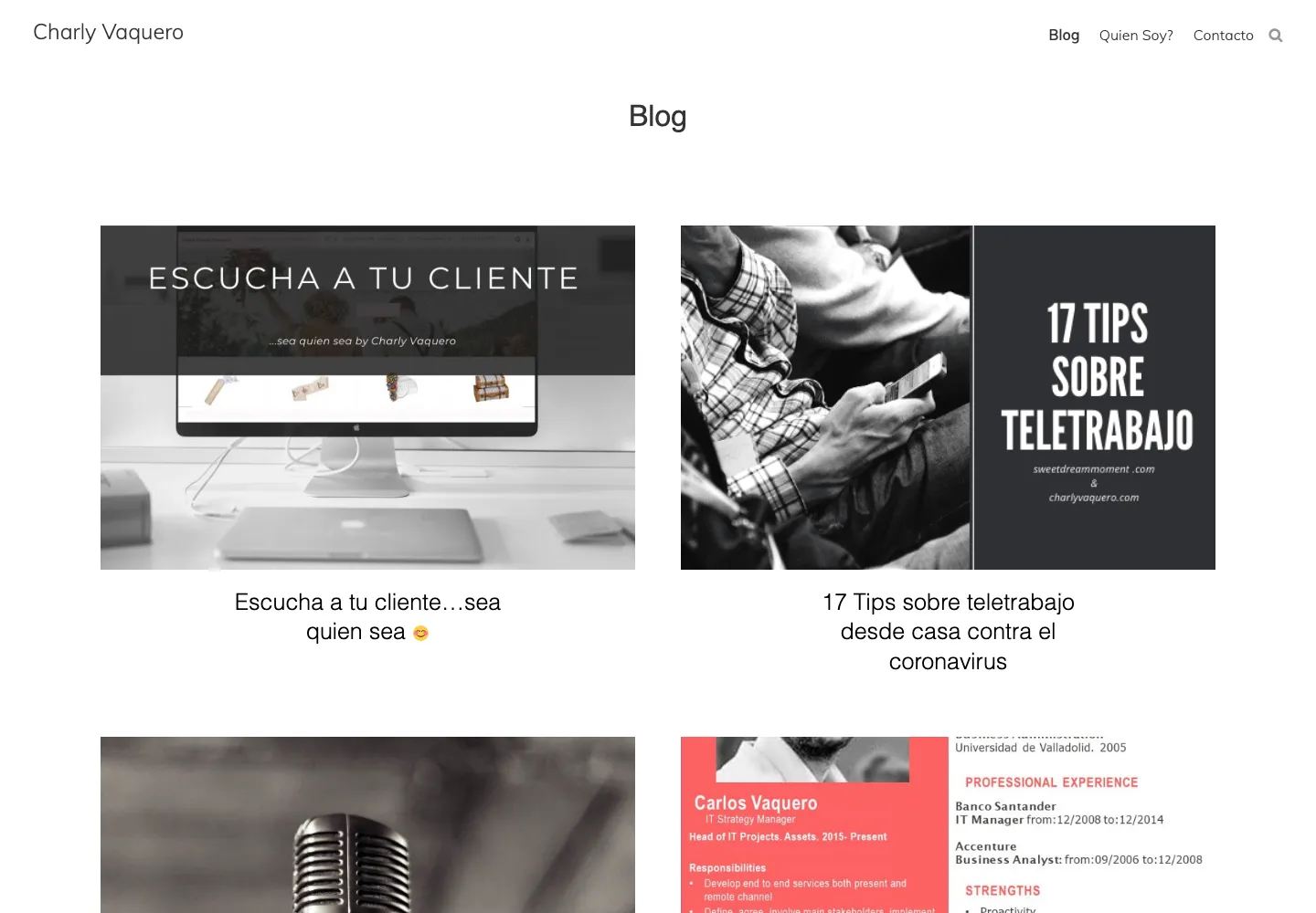 Índice del blog de la versión anterior: una rejilla de portadas en blanco y negro con los títulos de las notas