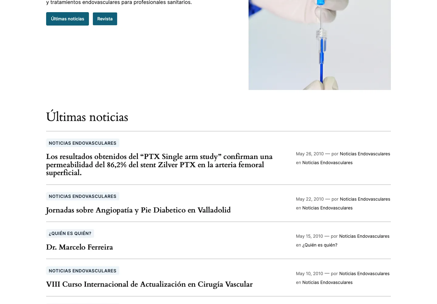 Archivo de noticias de Noticias Endovasculares, página 114, con noticias de mayo de 2010