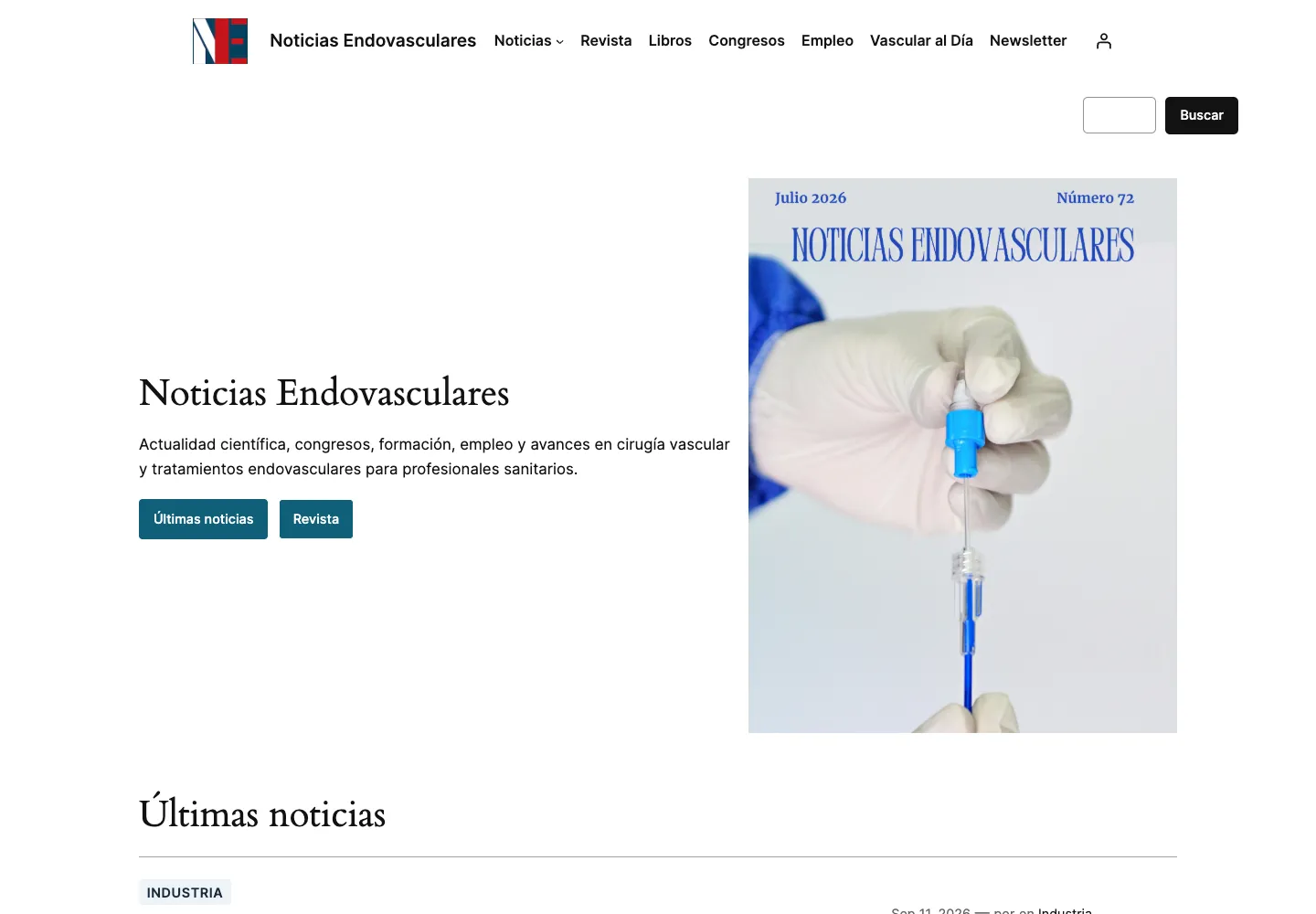 Portada de noticiasendovasculares.com con la revista número 72